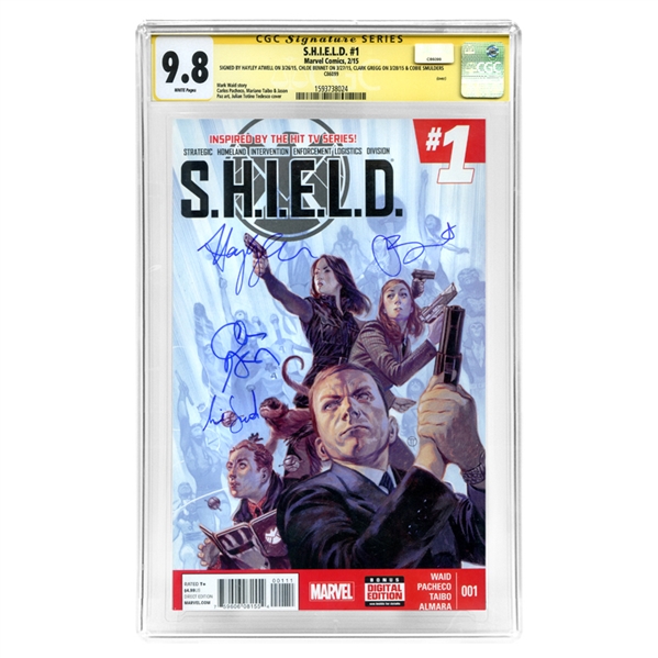 Clark Gregg, Cobie Smulders, Chloe Bennet, Hayley Atwell Autographed Marvel Agents of S.H.I.E.L.D. #1 CGC SS 9.8 Mint 