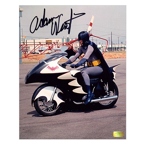 Adam West Autographed 1966 Batman 8x10 Batcycle Photo