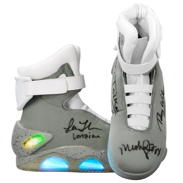 Michael J. Fox, Christopher Lloyd, Thomas Wilson, Lea Thompson and James Tolkan Autographed Back To The Future Marty McFly Shoes