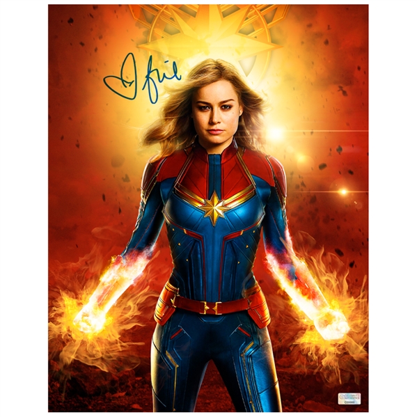 Brie Larson Autographed Captain Marvel In Flight 11x14 Photo
