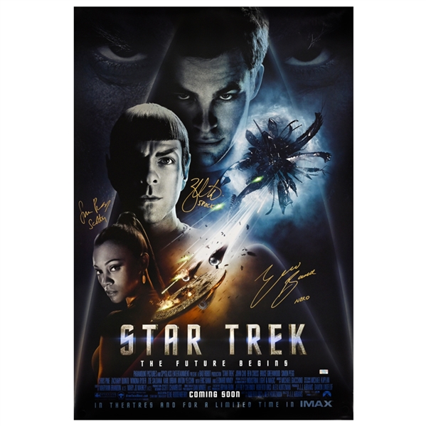 Zachary Quinto, Eric Bana, Simon Pegg Autographed 2009 Star Trek Original 27x40 Double-Sided Movie Poster