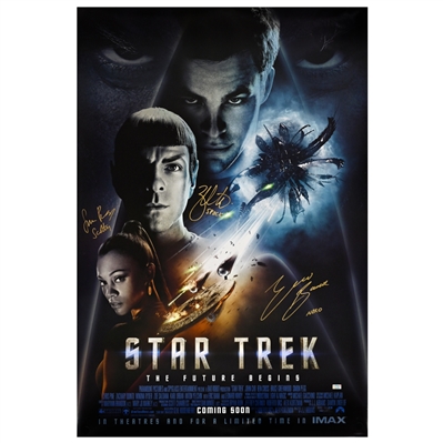 Zachary Quinto, Eric Bana, Simon Pegg Autographed 2009 Star Trek Original 27x40 Double-Sided Movie Poster
