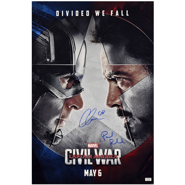 Chris Evans, Paul Rudd Autographed 2016 Captain America Civil War 16x24 Poster