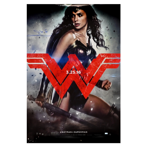 Gal Gadot Autographed Original Batman vs Superman Wonder Woman 27x40 Double-Sided Movie Poster