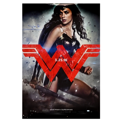 Gal Gadot Autographed Original Batman vs Superman Wonder Woman 27x40 Double-Sided Movie Poster