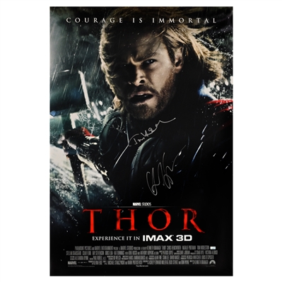 Chris Hemsworth and Tom Hiddleston Autographed Thor Original 27x40 Imax Double-Sided Movie Poster