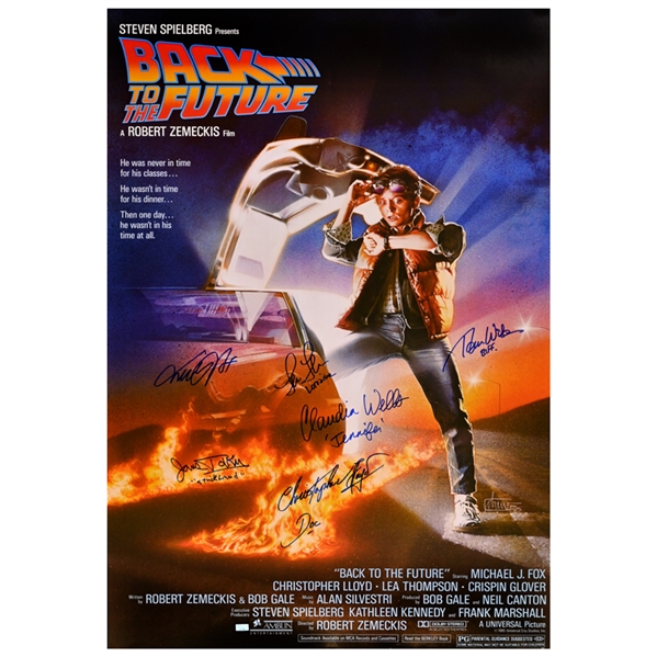 Michael J. Fox, Christopher Lloyd, Lea Thompson, Thomas Wilson, Claudia Wells, James Tolkan Autographed Back to the Future 27x39 Poster
