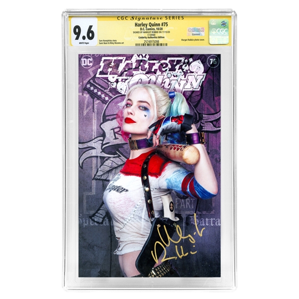 Margot Robbie Autographed Harley Quinn #75 CA Exclusive Photo Cover CGC SS 9.6