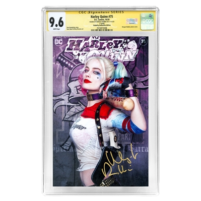 Margot Robbie Autographed Harley Quinn #75 CA Exclusive Photo Cover CGC SS 9.6