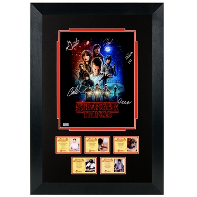 Millie Bobby Brown, Finn Wolfhard, Noah Schnapp, Gaten Matarazzo and Caleb McLaughlin Autographed 11x14 Stranger Things Framed Poster