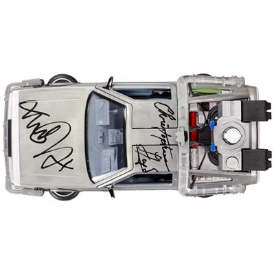 Michael J. Fox, Christopher Lloyd Autographed Back to the Future 1:24 Scale Die-Cast Flying Time Machine DeLorean