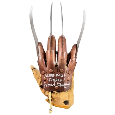 Robert Englund Autographed A Nightmare on Elm Street Freddy Krueger Glove with Sleep Kills’ Inscription