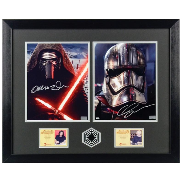 Adam Driver and Gwendoline Christie Autographed Star Wars The Force Awakens 8x10 Framed Photos