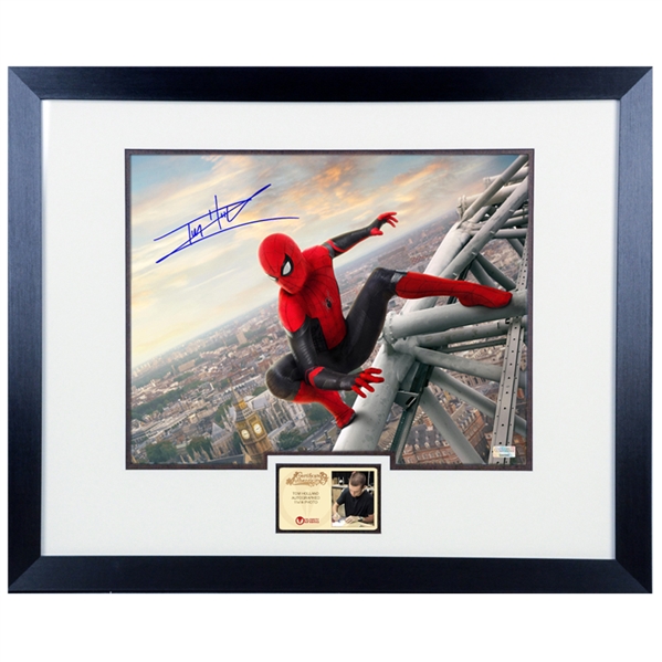 Tom Holland Autographed Spider-Man Far From Home 11x14 Framed Photo