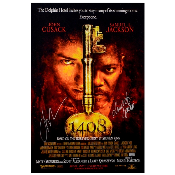 Samuel L. Jackson, John Cusack Autographed 2007 1408 16×24 Movie Poster