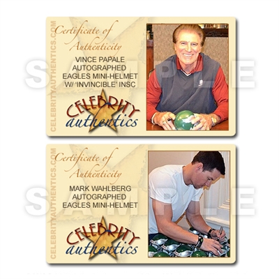 Mark Wahlberg and Vince Papale Autographed Invincible Mini-Helmet