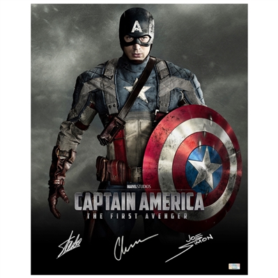 Chris Evans, Stan Lee and Joe Simon Autographed Captain America The First Avenger 16x20 Photo