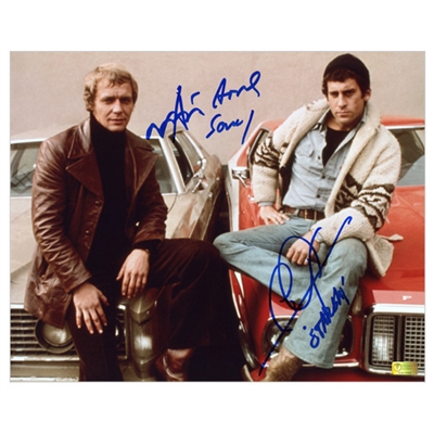 David Soul and Paul Michael Glaser Autographed Starsky and Hutch Car 8x10 Photo