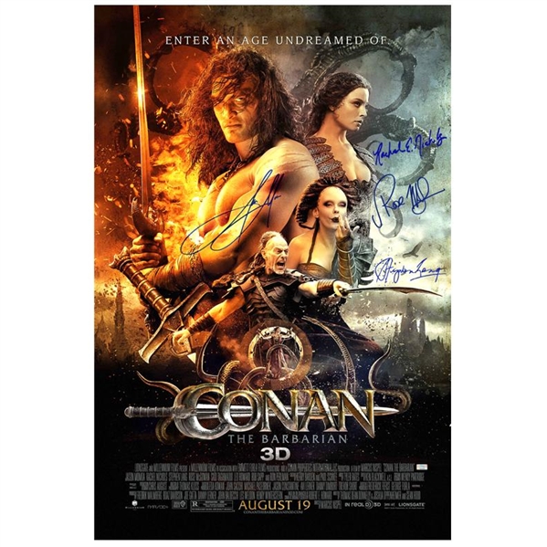 Jason Momoa, Rachel Nichols, Rose McGowan & Stephen Lang Conan the Barbarian Cast Autographed 27x40 Original Movie Poster