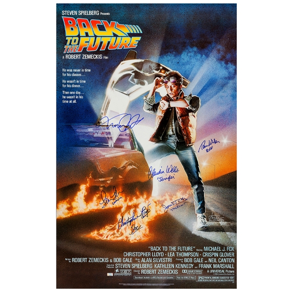 Michael J. Fox, Christopher Lloyd, Thomas Wilson, Lea Thompson, Claudia Wells, James Tolkan Autographed Back to the Future 27x39 Poster