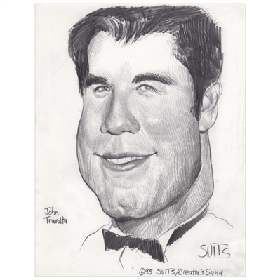 John Travolta Suits 9x12 Original Artwork