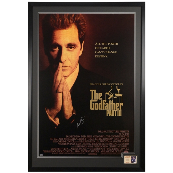 Al Pacino Autographed 1990 The Godfather: Part III 27x40 Original Double-Sided Framed Movie Poster