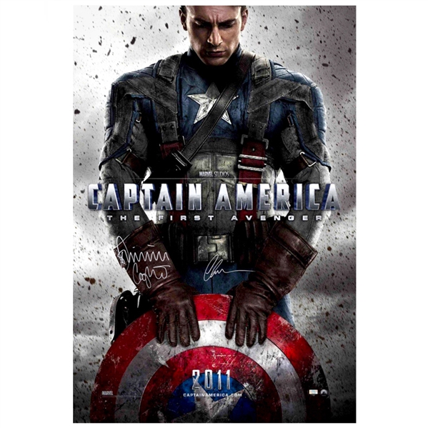 Chris Evans and Dominic Cooper Autographed 27×40 Captain America: 2011 The First Avenger Original Movie Poster