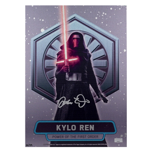 Adam Driver Autographed Topps Star Wars Kylo Ren Limited Edition 11x14 Metal Card #03/99