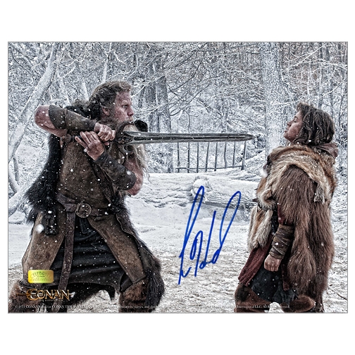 Leo Howard Autographed Conan the Barbarian Father and Son 8x10 Photo