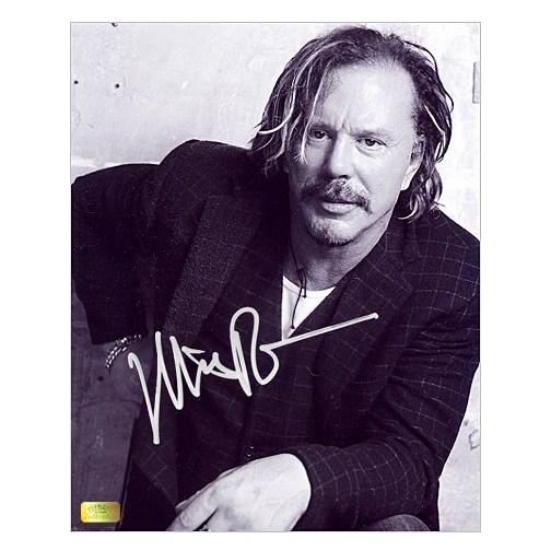 Mickey Rourke Autographed Black and White 8x10 Portrait Photo