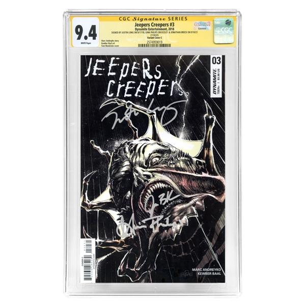 Justin Long, Gina Philips and Jonathan Breck Autographed Jeepers Creepers #3 CGC 9.4 