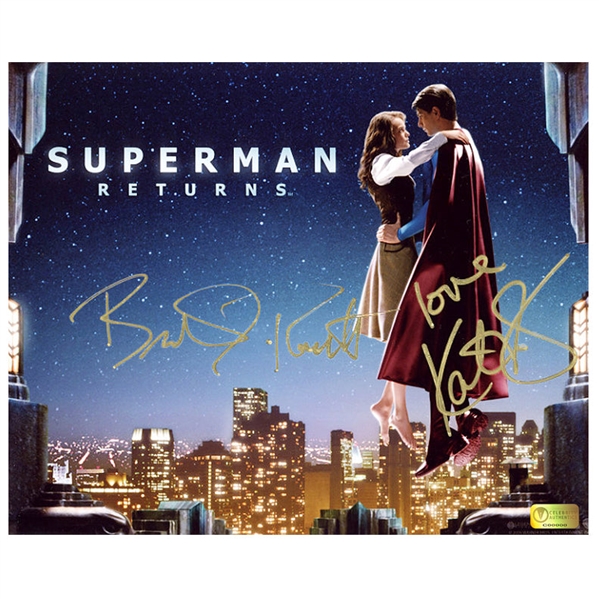 Brandon Routh and Kate Bosworth Autographed 8x10 Superman Returns Skytop Photo