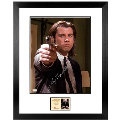 John Travolta Autographed Pulp Fiction Vincent Vega Hitman 11x14 Framed Phot