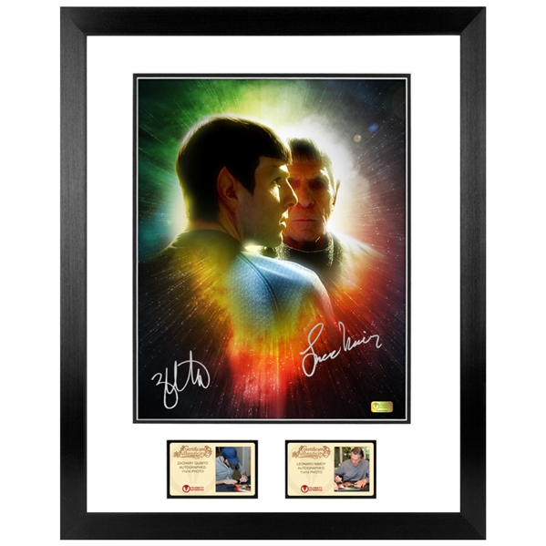 Leonard Nimoy, Zachary Quinto Autographed Star Trek Spock Legacy 11x14 Framed Photo