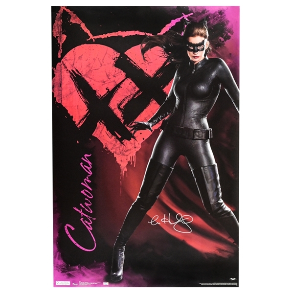 Anne Hathaway Autographed Batman The Dark Knight Rises 22x34 Catwoman Poster