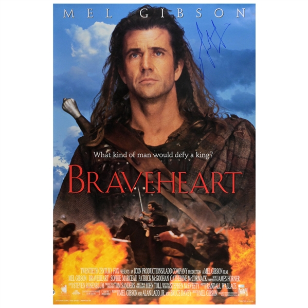 Mel Gibson Autographed 1995 Braveheart Original Single-Sided 27x40 Movie Poster * VERY RARE!