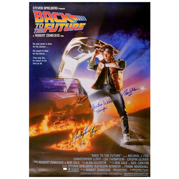Christopher Lloyd, Lea Thompson, Thomas Wilson, Claudia Wells, James Tolkan Autographed Back to the Future 27x39 Poster