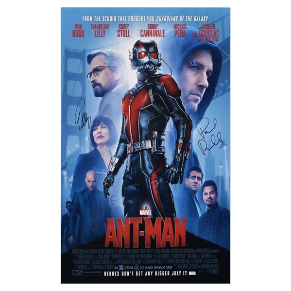 Paul Rudd and Evangeline Lilly Autographed Ant-Man 16x24 Movie Poster