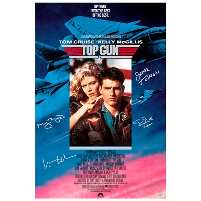 Val Kilmer, Tom Skerritt, James Tolkan, Meg Ryan Autographed Top Gun 16x24 Movie Poster