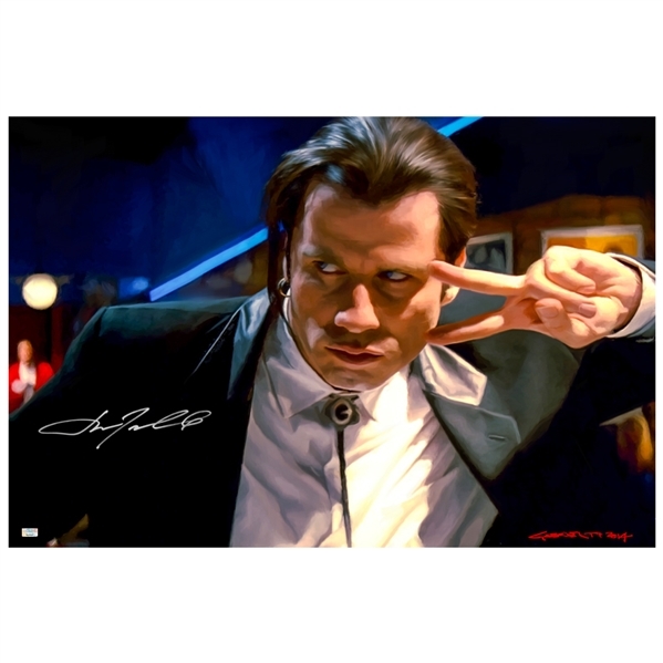 John Travolta Autographed Pulp Fiction Vincent Vega by Gabriel T Toro 20x30 Poster