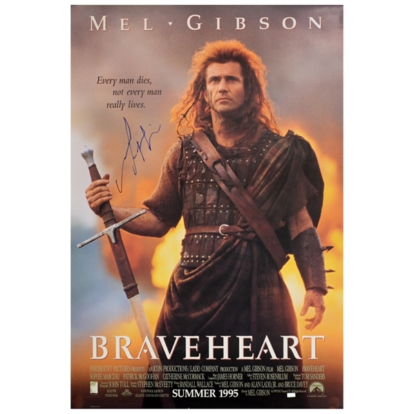 Mel Gibson Autographed 1995 Braveheart 27x40 Single-Sided Movie Poster
