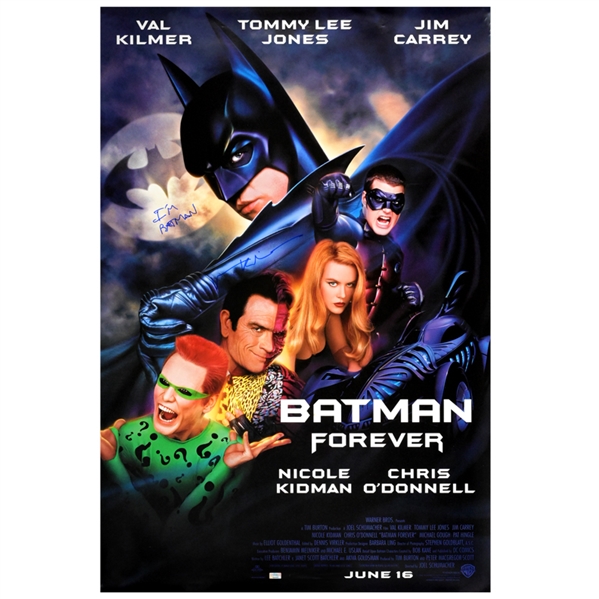 Val Kilmer Autographed 1994 Batman Forever Original 27x40 Single-Sided Movie Poster with Rare "I Am Batman" Inscription