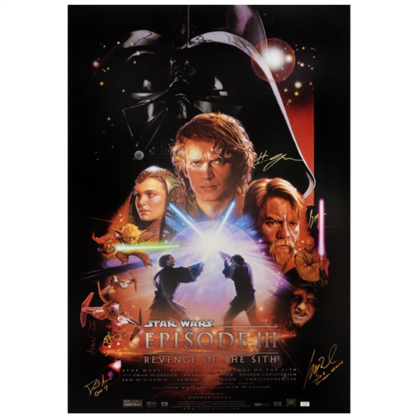 Ewan McGregor, Samuel L. Jackson, Hayden Christensen & Cast Star Wars Episode III Revenge of the Sith Autographed Original 27x40 Double-Sided Movie Poster * VERY RARE!