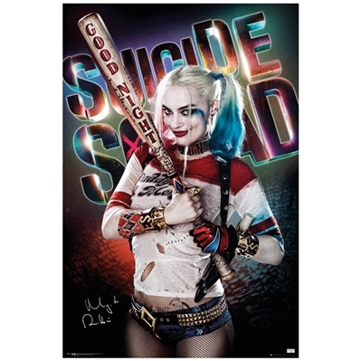 Margot Robbie Autographed Suicide Squad Harley Quinn 24x36 Poster