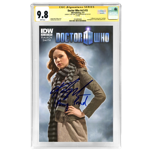 Karen Gillan Autographed 2012 Doctor Who #v2 #15 Rare Variant Photo Cover with Amy Pond Inscription CGC SS 9.8 (mint)
