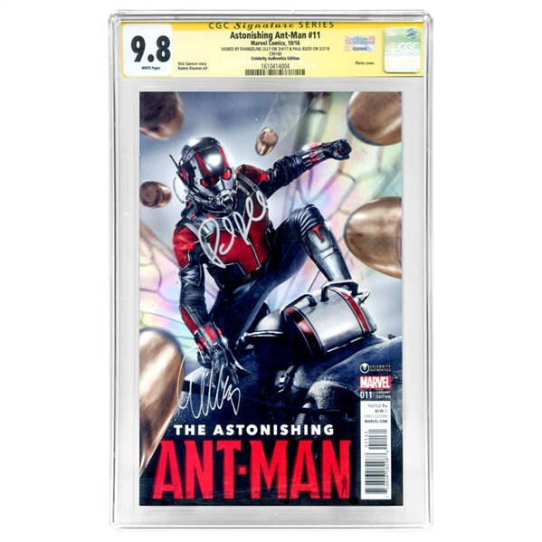Paul Rudd and Evangeline Lilly Autographed Ant-Man #11 Celebrity Authentics Variant CGC SS 9.8