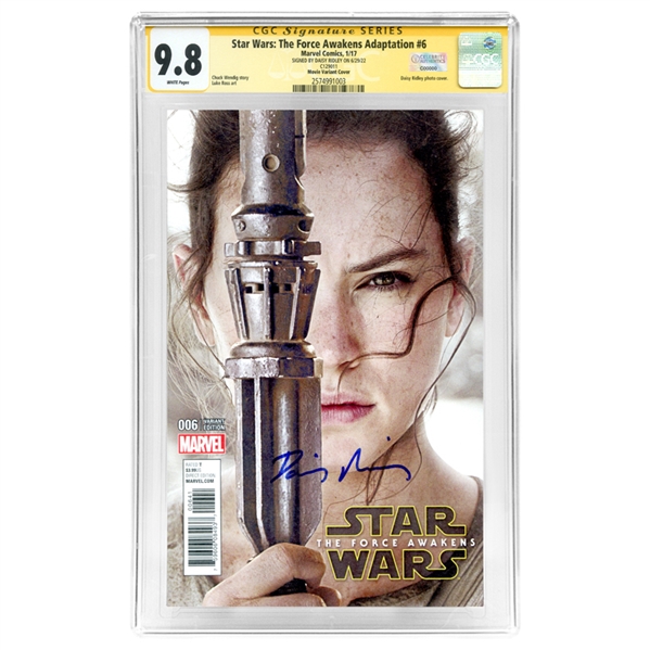 Daisy Ridley Autographed Star Wars: The Force Awakens Adaptation #6 CGC SS 9.8 (mint)
