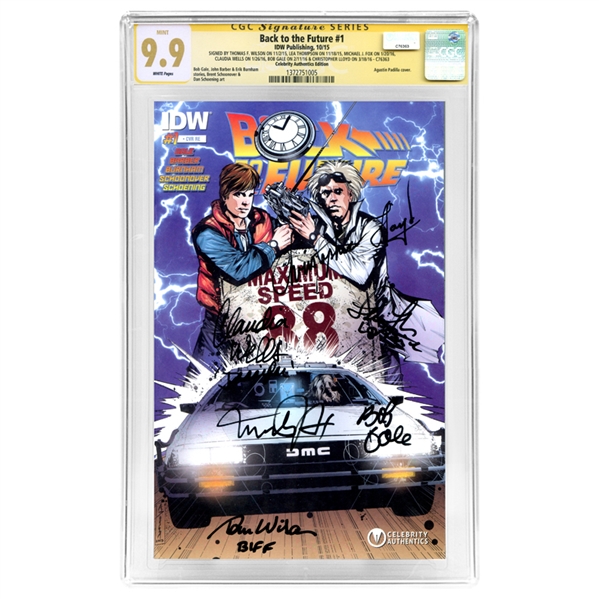 Michael J. Fox, Christopher Lloyd, Tom Wilson & Cast 2015 Back to the Future #1 Celebrity Authentics Exclusive Edition CGC SS 9.9 (mint)
