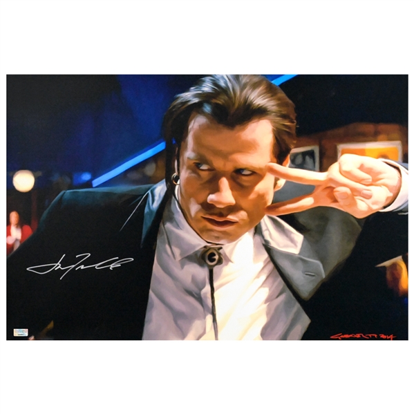 John Travolta Autographed Pulp Fiction Vincent Vega by Gabriel T Toro 20x30 Poster
