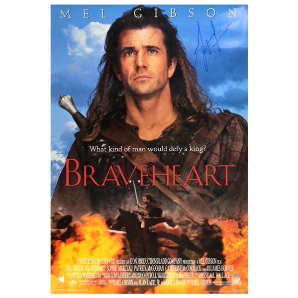 Mel Gibson Autographed 1995 Braveheart Original Single-Sided 27x40 Movie Poster